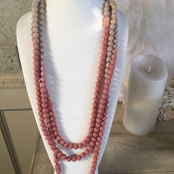 LONG THREE Strand Pink Ombre Fabric Ball - Picture 3 of 16